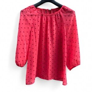 Old Navy Blouse Coral Pink Sheer Polka Dot Size L Boho Beach Summer Lightweight
